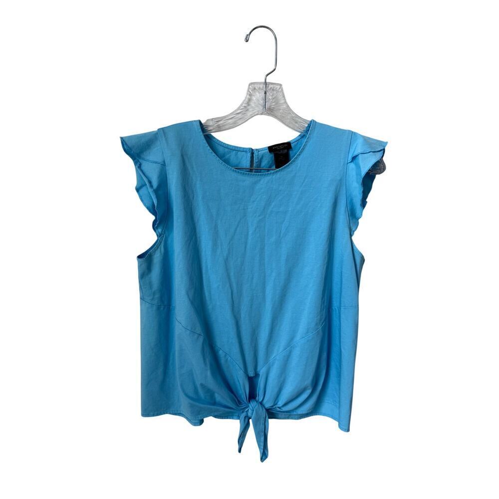 Ann Taylor Factory Blue 100% Cotton Knot Tie Top Size Medium